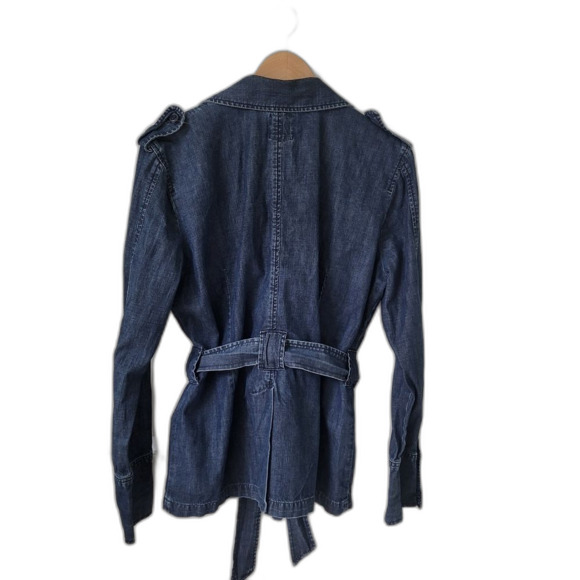 Vintage Lucky Brand Dark Blue Denim Jacket with Belt - XL - Picture 3 of 4